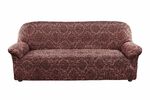 фото Еврочехол на 3-ех местный диван Жаккард ламе красный