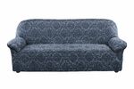 фото Еврочехол на 3х местный диван Жаккард ламе синий